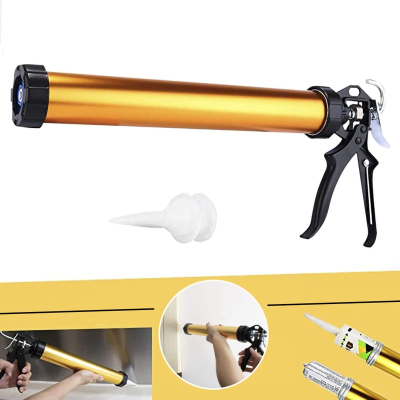 CJGQ Sealant Sausage Caulking Gun Aluminium-600ml/20oz - 12:1 Thrust Ratio (Gold) - Image 1